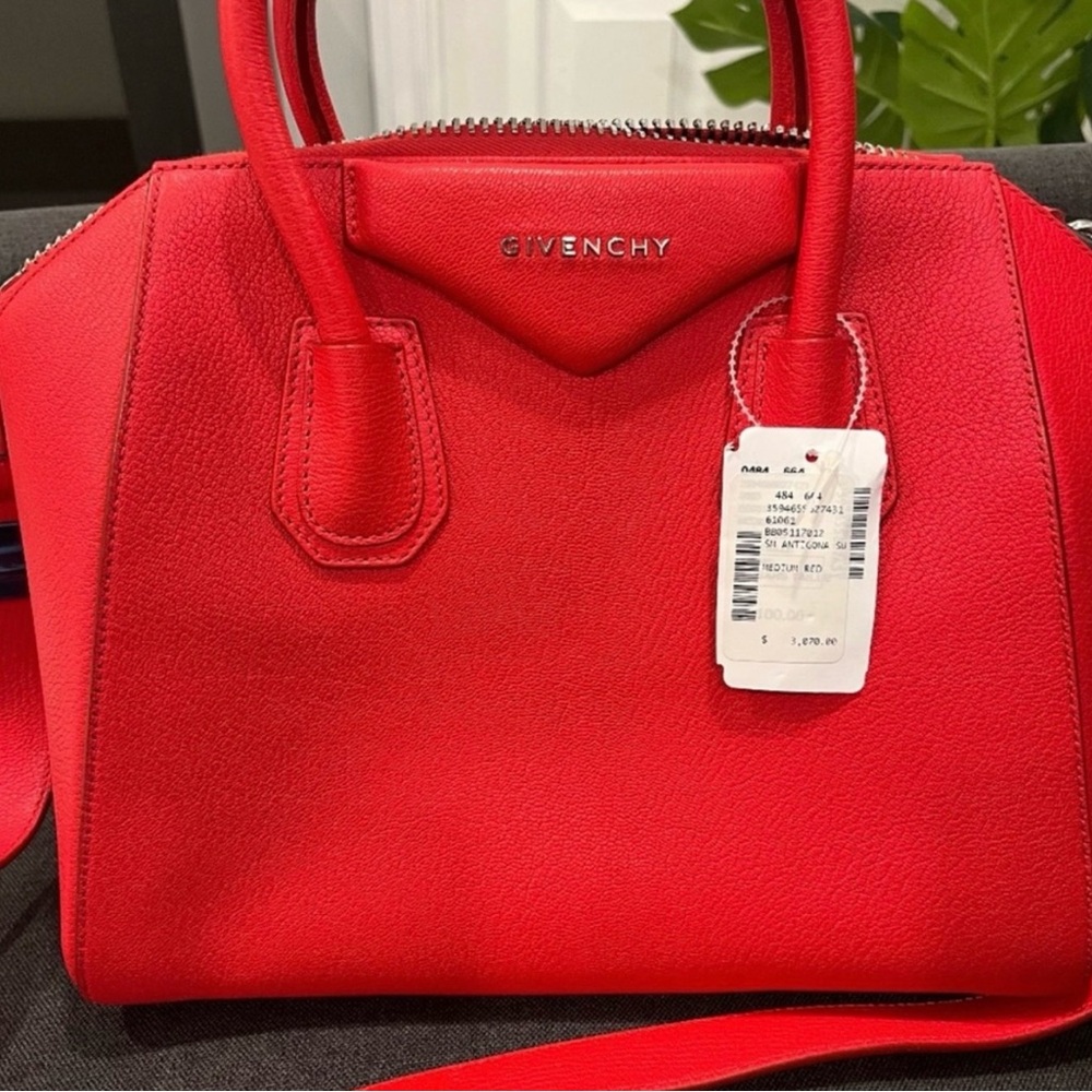 SOLD Givenchy Red Satchel Bag with Structured Design